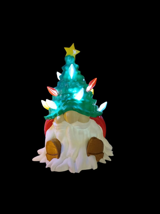 Light Up Christmas Tree Gnome Statue