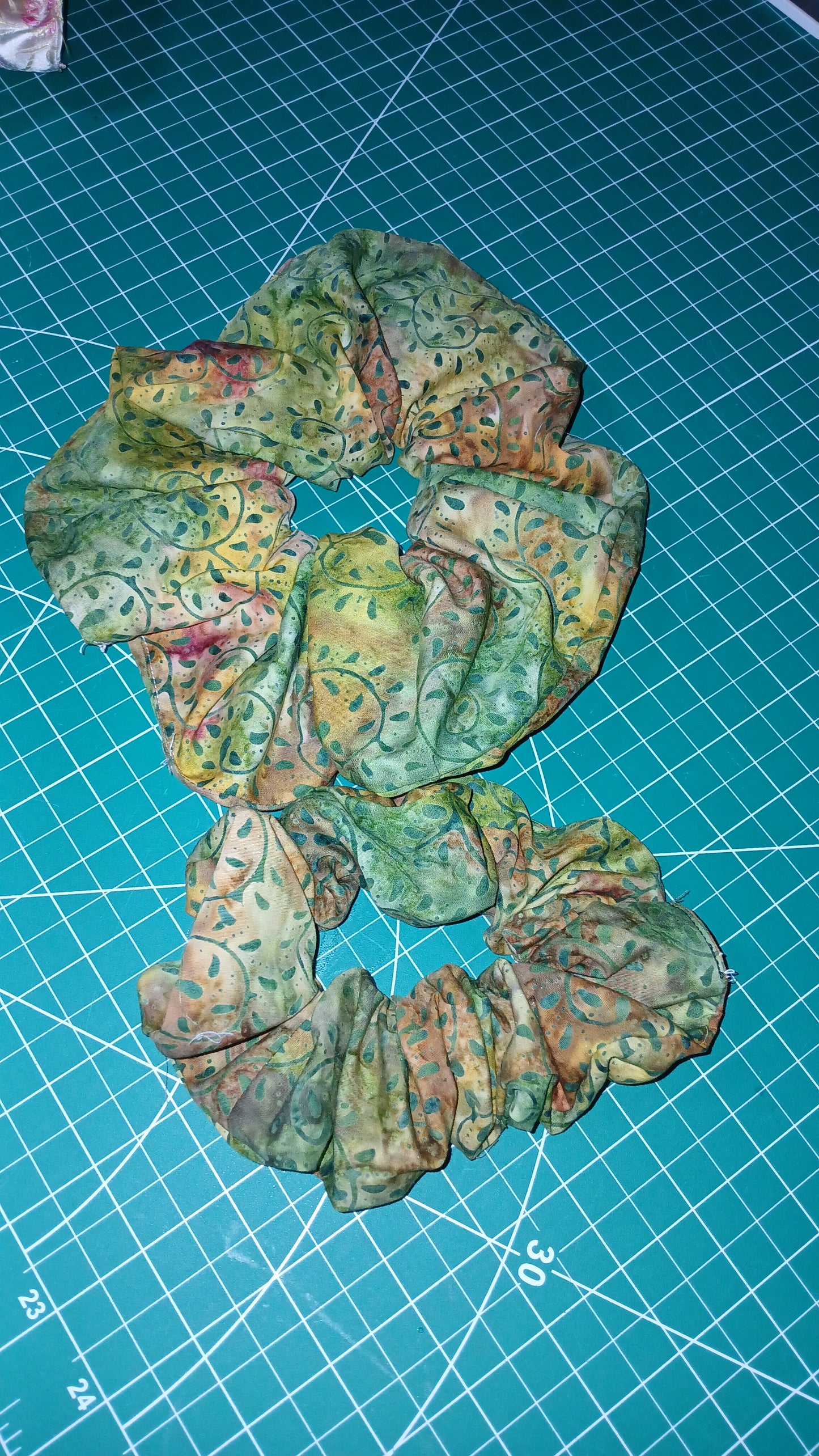 Green Floral Scrunchie