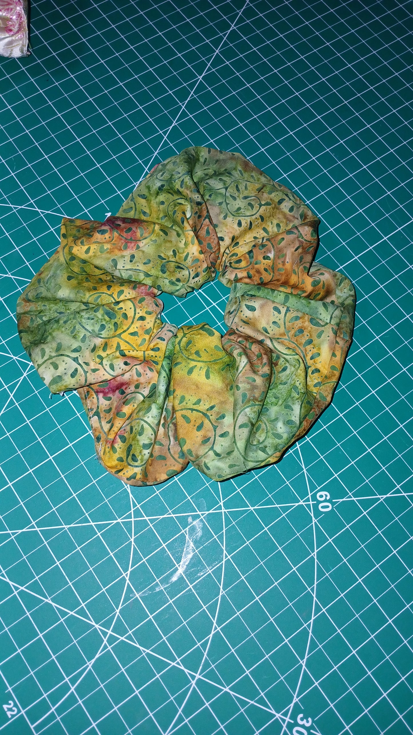 Green Floral Scrunchie