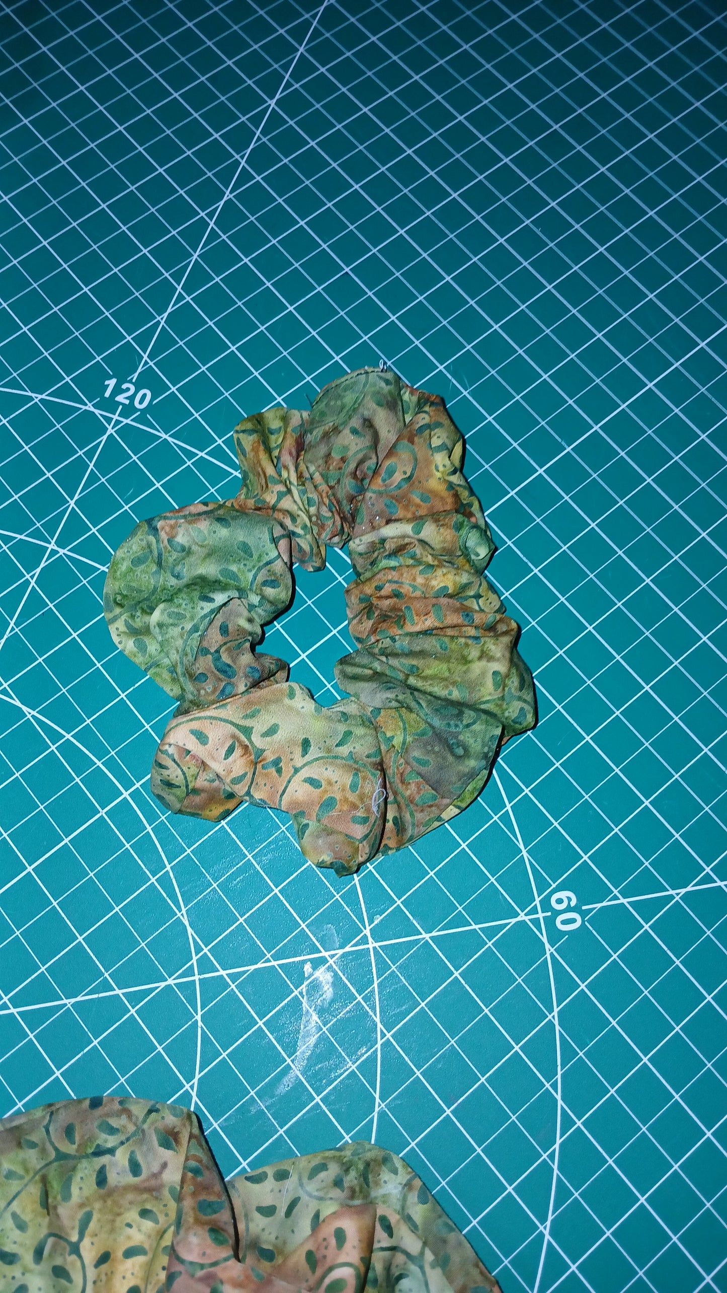 Green Floral Scrunchie