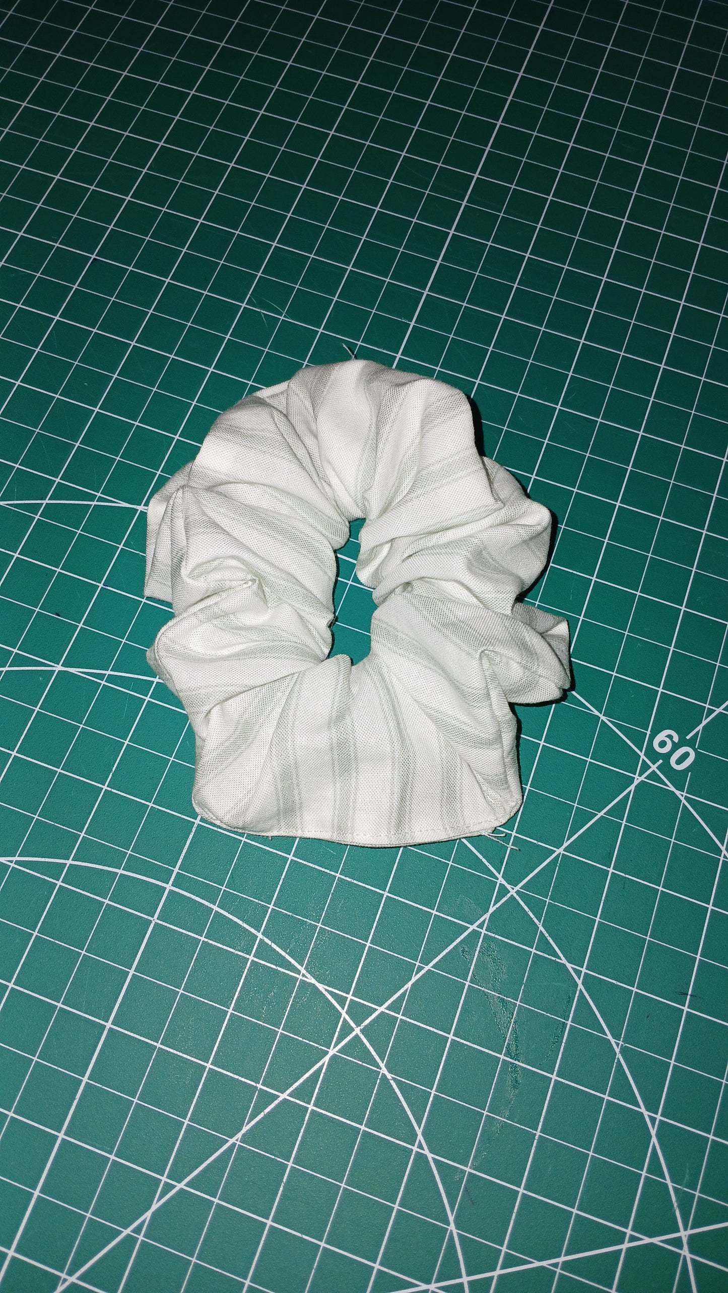 White Green Stripes Scrunchie