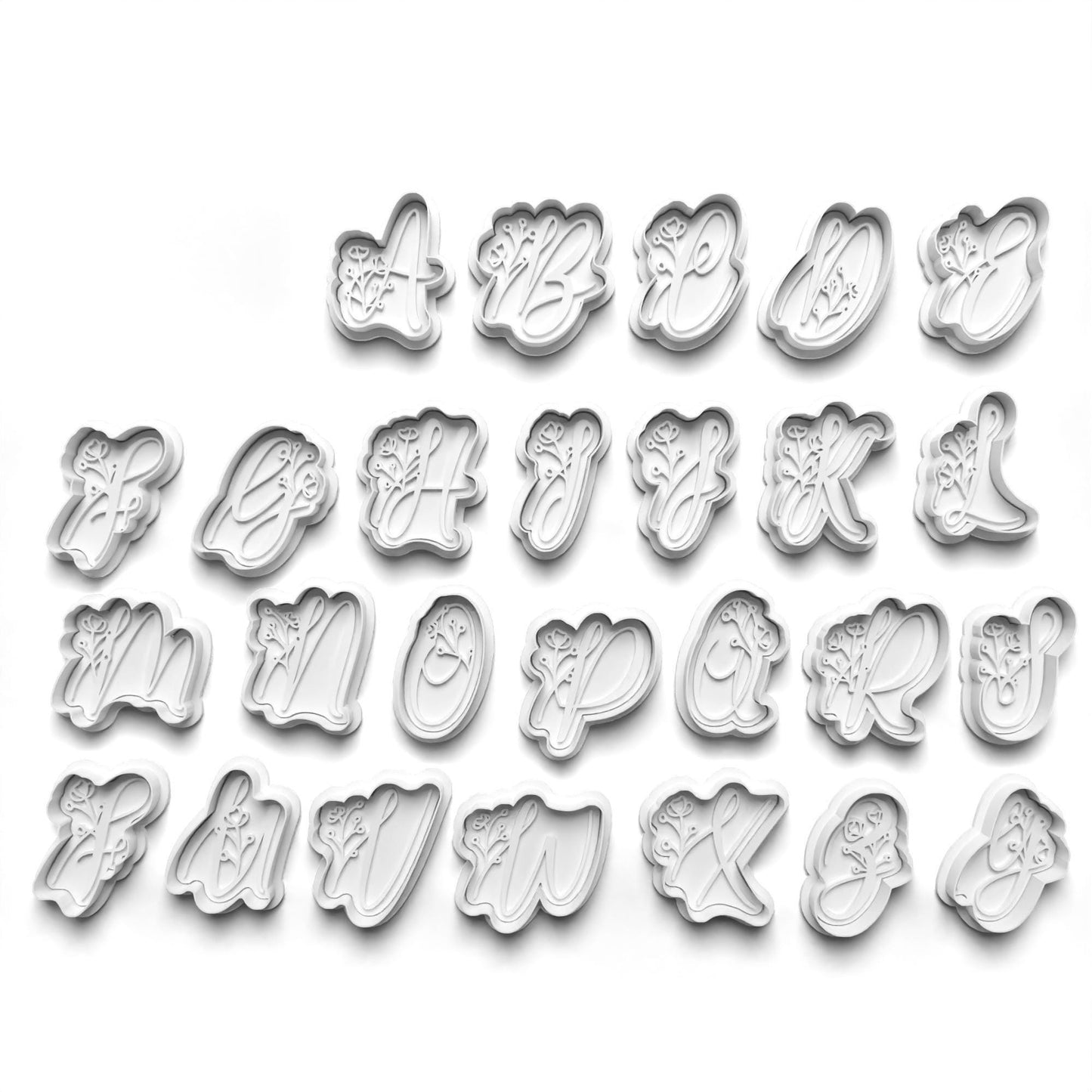 Flower Letter Alphabet Cookie Cutter Stamp Set