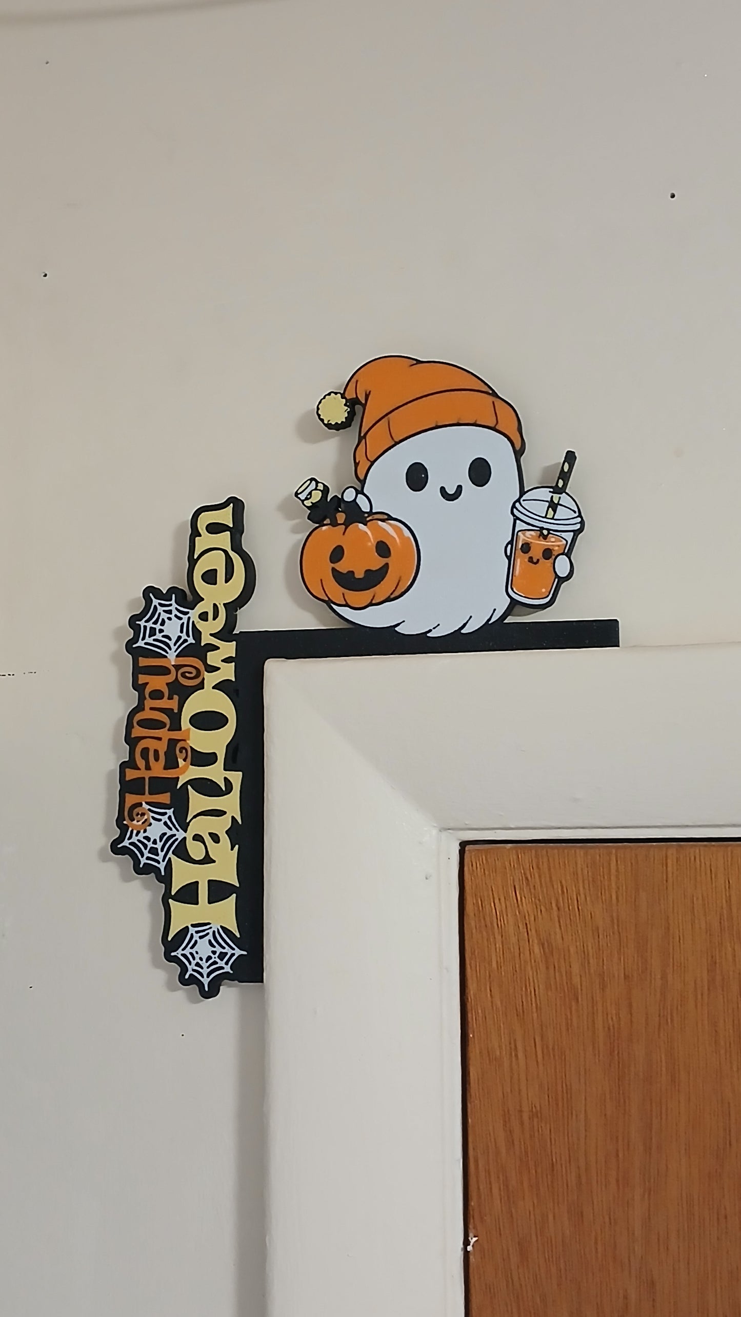 Cute Ghost Door Corner Topper | Halloween Ghost Decor