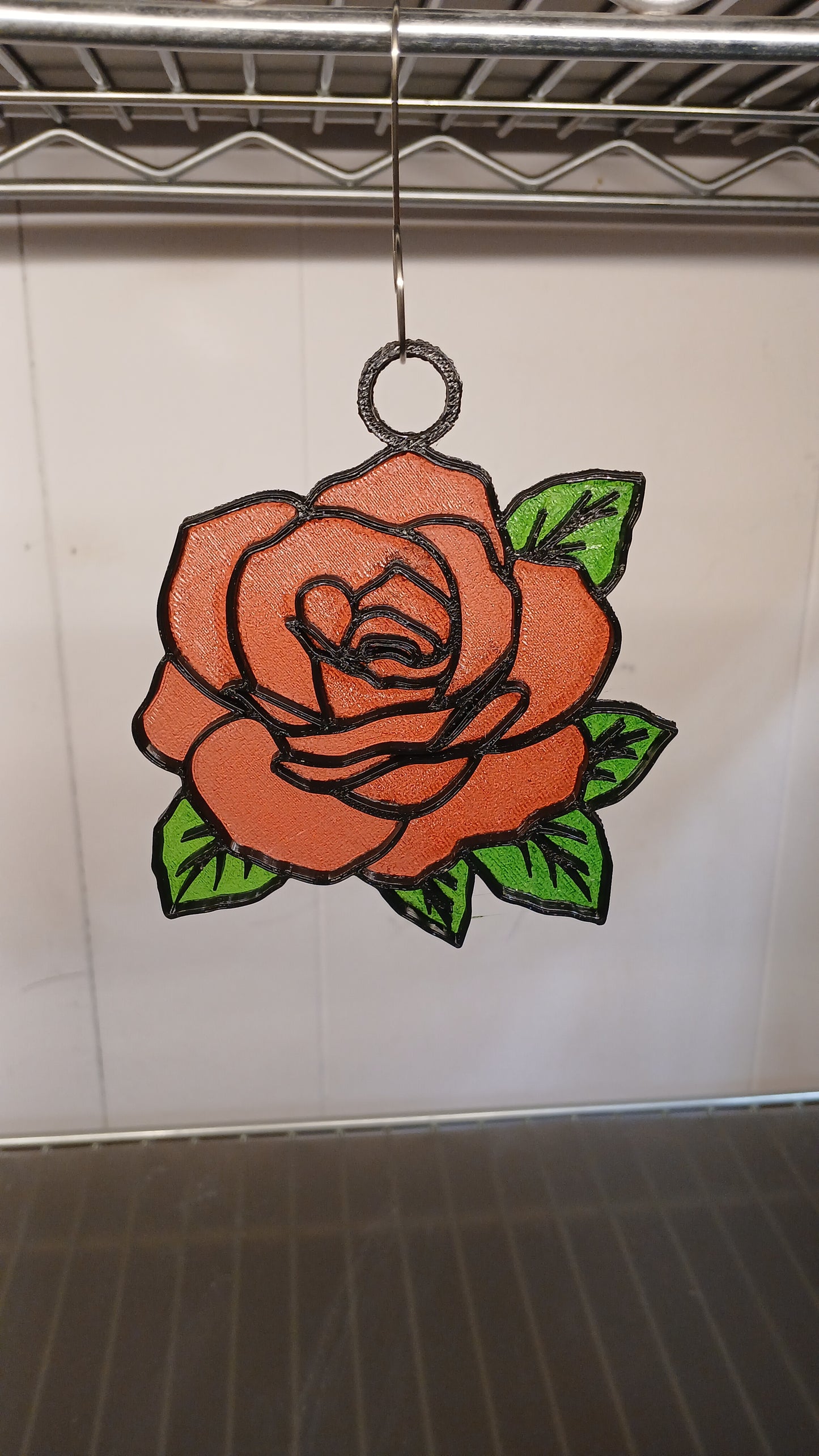Stained Glass Rose Ornament