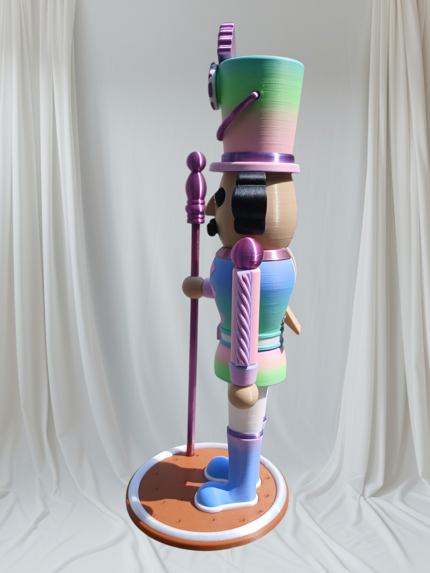 Rainbow Nutcracker Statue – 12” Tall with Movable Mouth