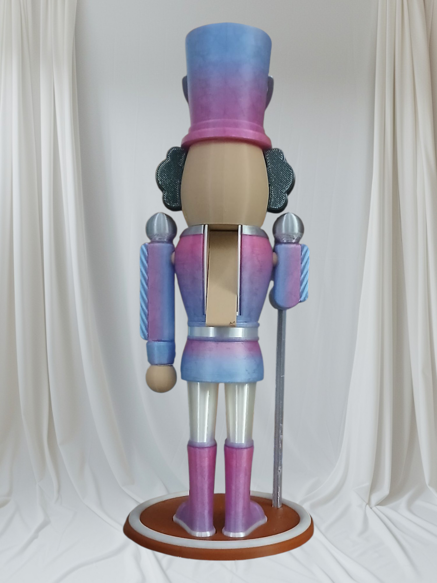 Purple Pink Nutcracker Statue – 12” Tall with Movable Mouth