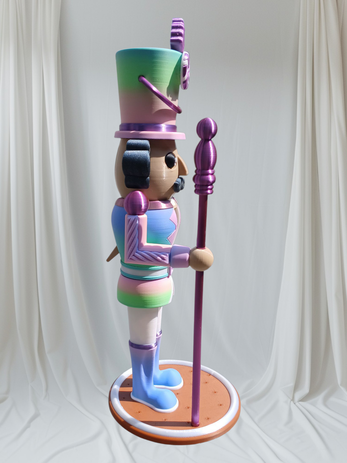 Rainbow Nutcracker Statue – 12” Tall with Movable Mouth