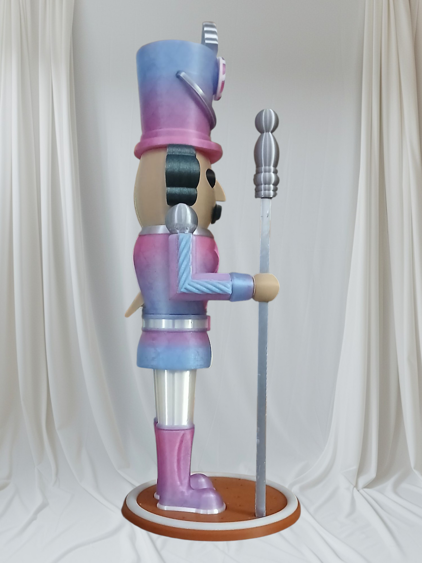 Purple Pink Nutcracker Statue – 12” Tall with Movable Mouth