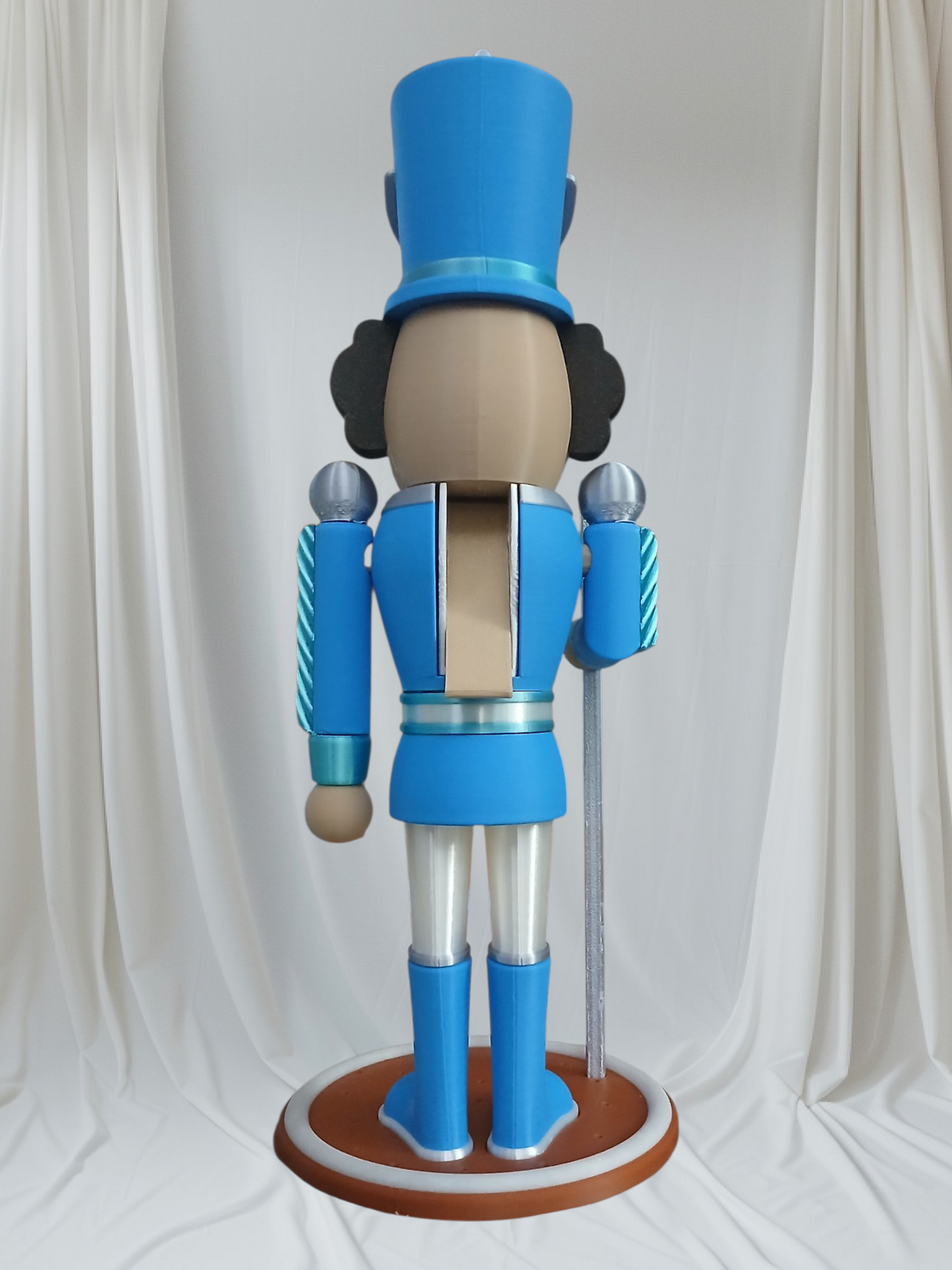 Blue Nutcracker Statue – 12” Tall with Movable Mouth