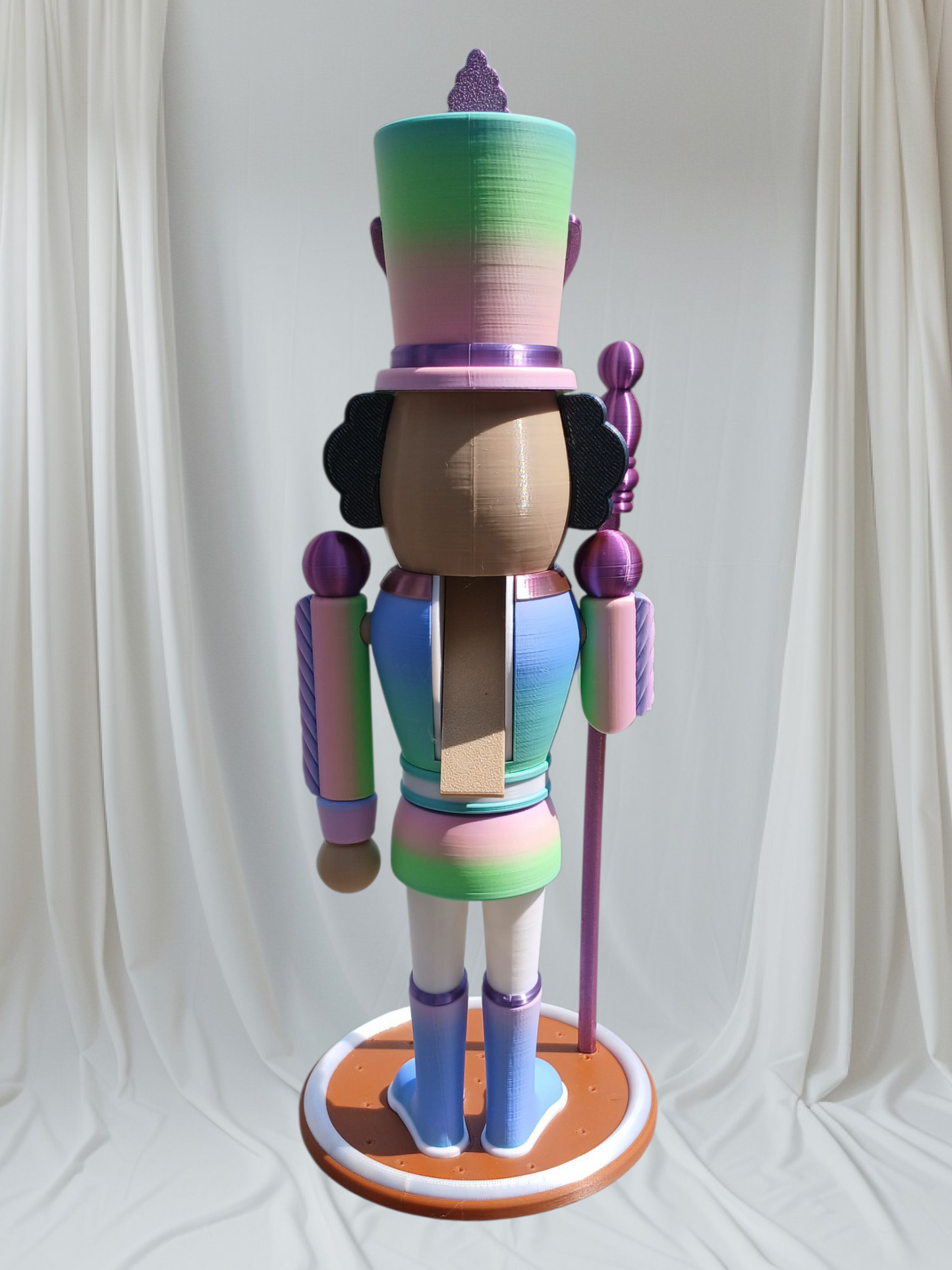 Rainbow Nutcracker Statue – 12” Tall with Movable Mouth