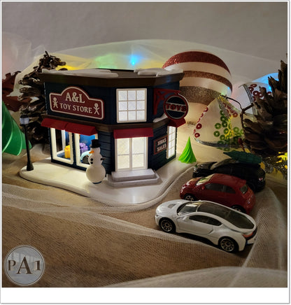 Toy Store Hot Wheels Christmas Village light Up