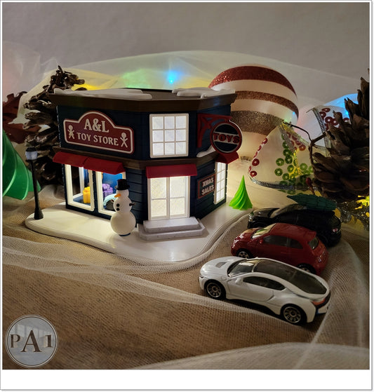Toy Store Hot Wheels Christmas Village light Up
