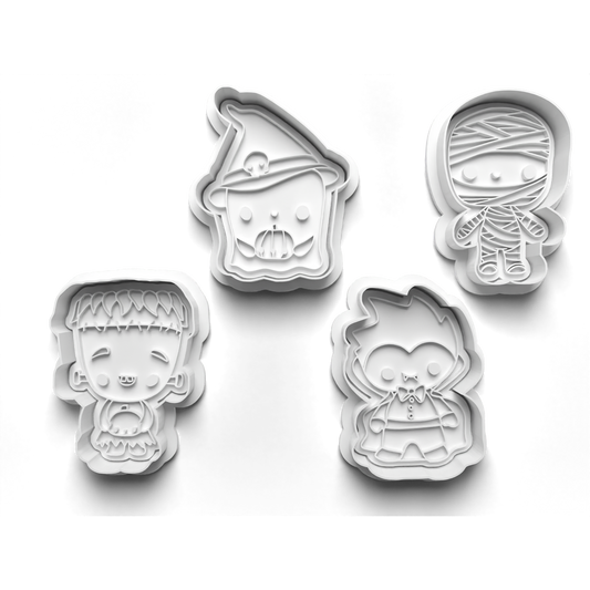 Halloween Monsters Cookie Cutter Stamp Set