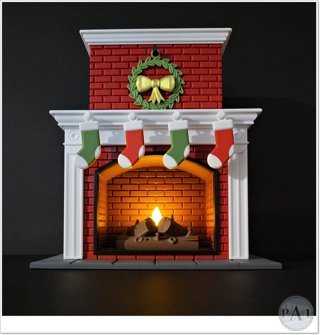 Tea Light Fireplace 3D Printed Christmas Desk Accessory