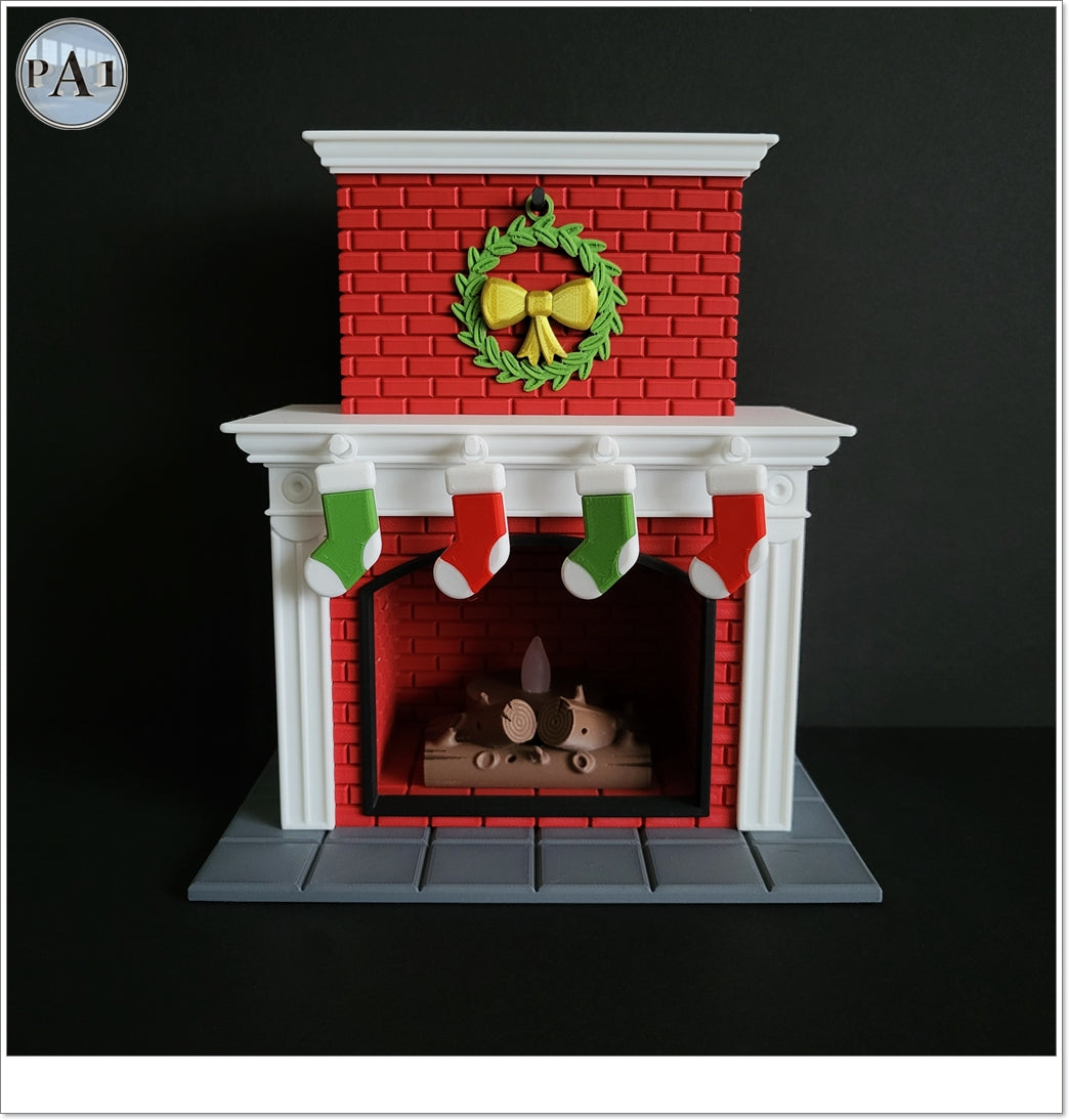 Tea Light Fireplace 3D Printed Christmas Desk Accessory