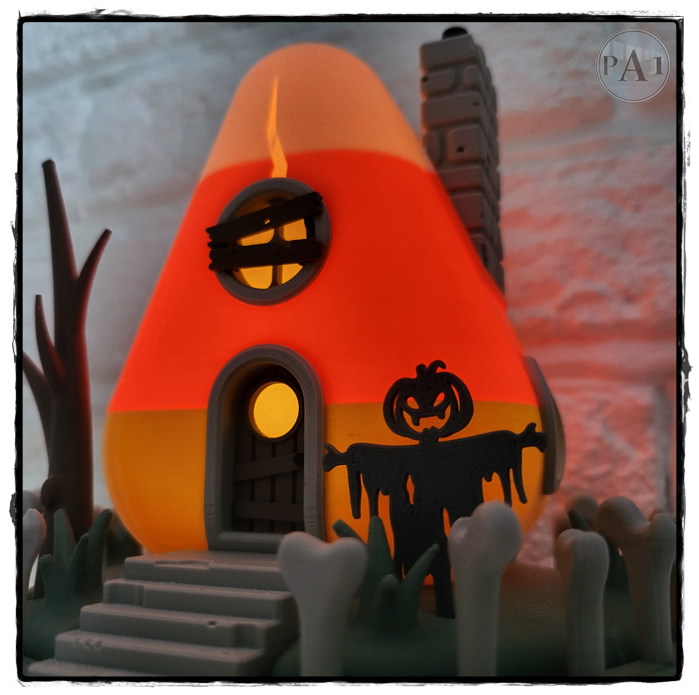 Candy Corn House Statue