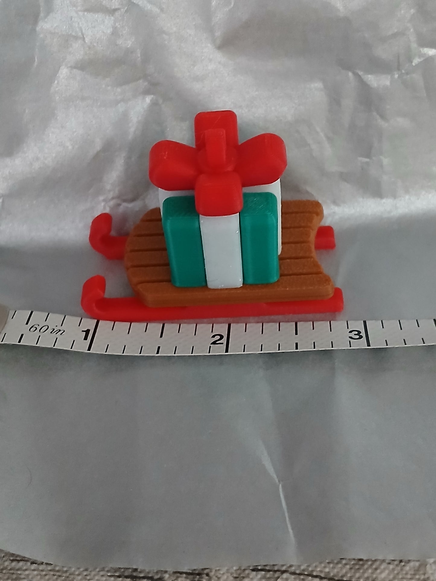 Mini Gingerbread Gift Sled Christmas Ornaments