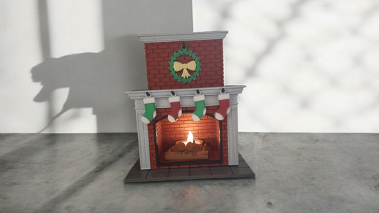 Tea Light Fireplace 3D Printed Christmas Desk Accessory