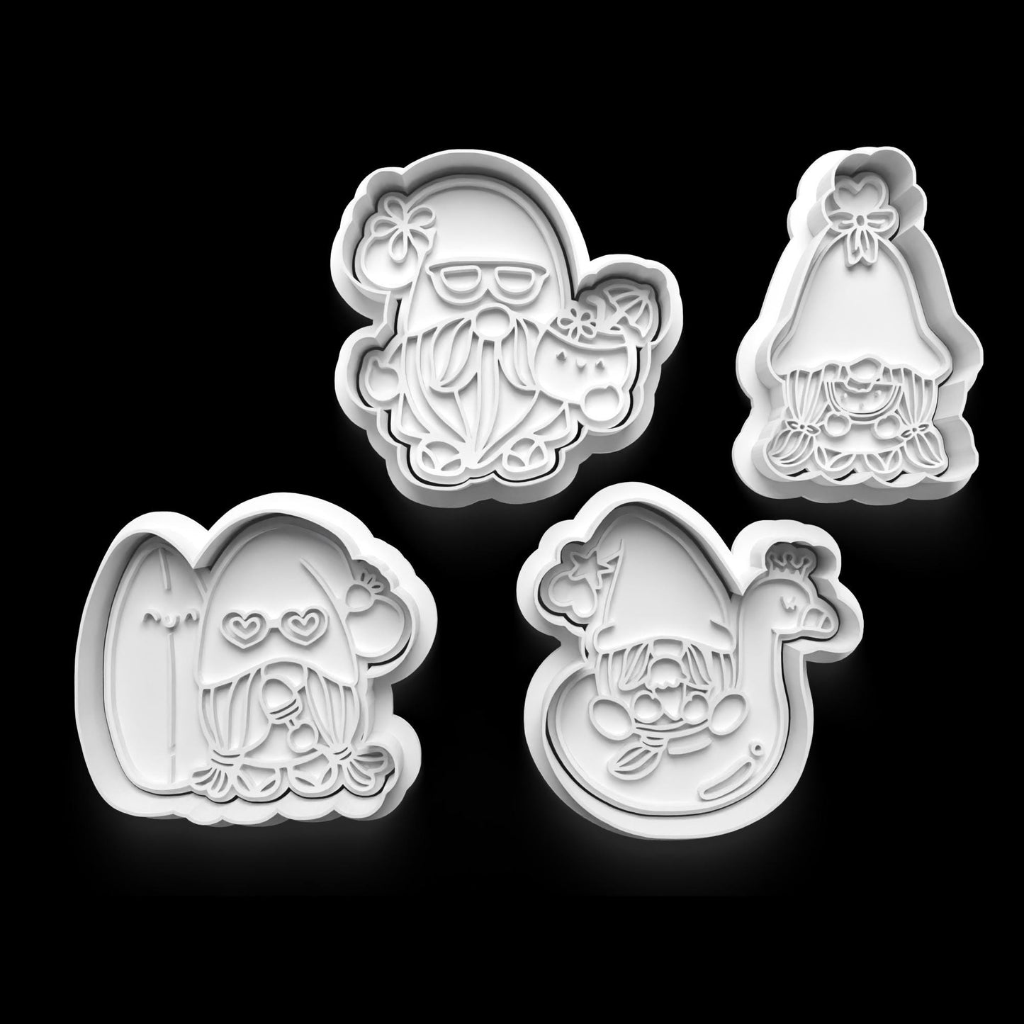 Summer Gnome Cookie Cutters, Cookie Stamps