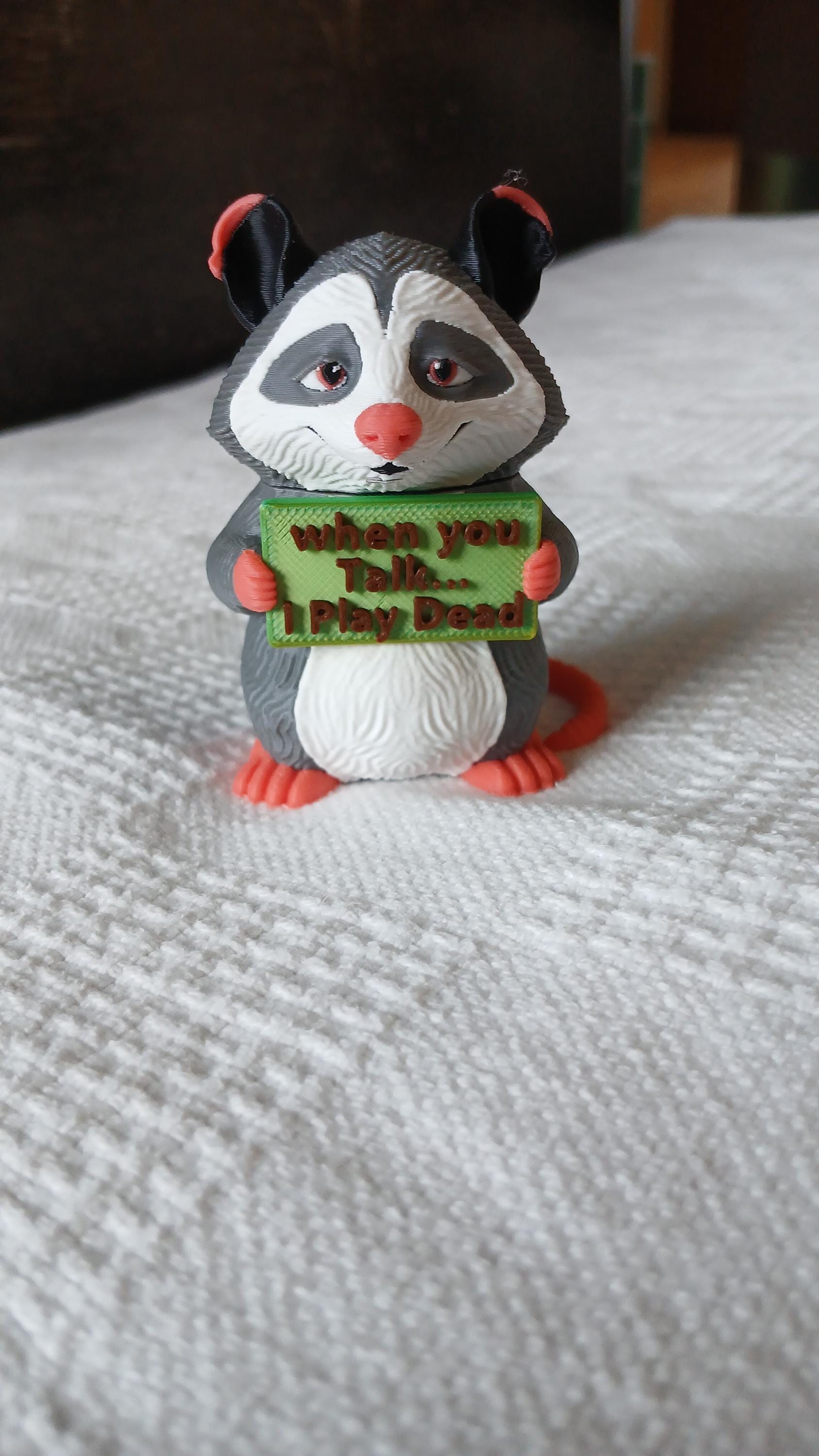Opossum Animals with Attitude Collectible Statue – 3D Printed PLA/PETG Desk Decor