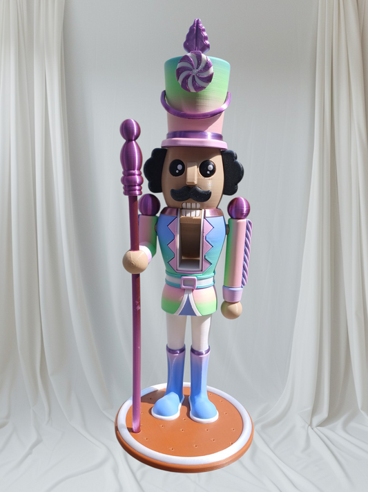 Rainbow Nutcracker Statue – 12” Tall with Movable Mouth