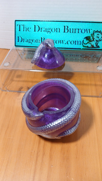 Snake Egg Statue Container | Purple Silver