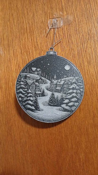 Winter Christmas Village Ornament | Hueforge Ornaments | 3d Effect Printed Ornament