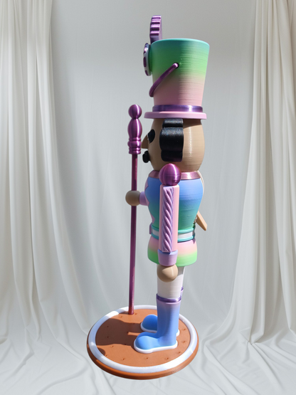 Rainbow Nutcracker Statue – 12” Tall with Movable Mouth