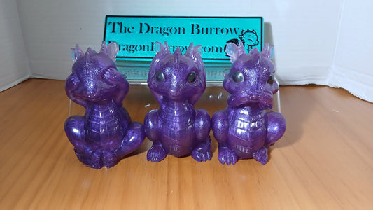 Hear No, Speak No, See No Evil Dragon Set | Purple