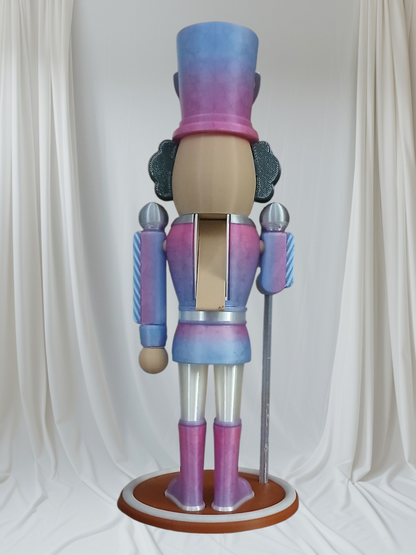 Purple Pink Nutcracker Statue – 12” Tall with Movable Mouth