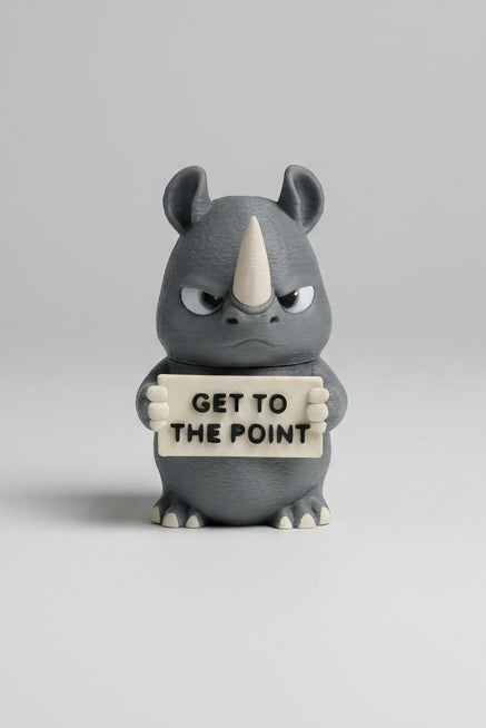 Animals With Attitude Rhino Collectible Statue (3" Tall) – PLA/PETG 3D Print