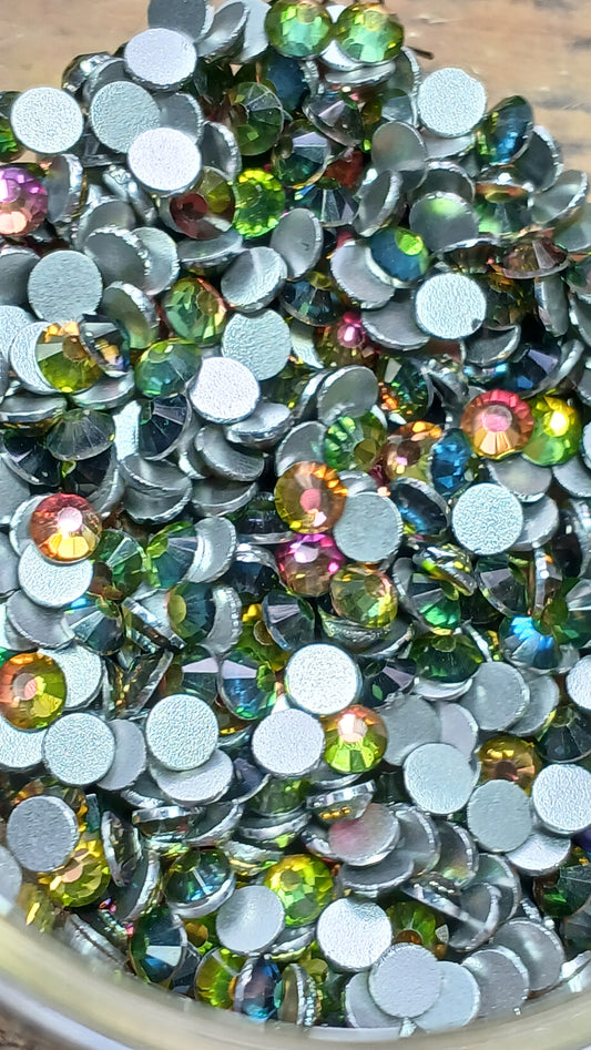 Rainbow Flatback Glass Rhinestones