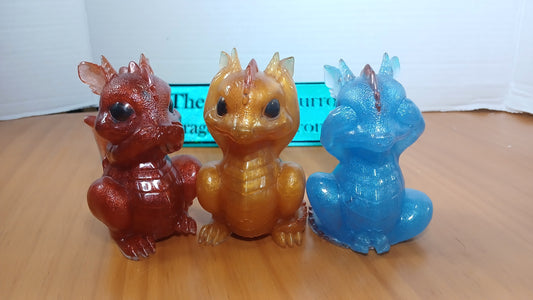 Hear No, Speak No, See No Evil Dragon Set | Blue Gold Red