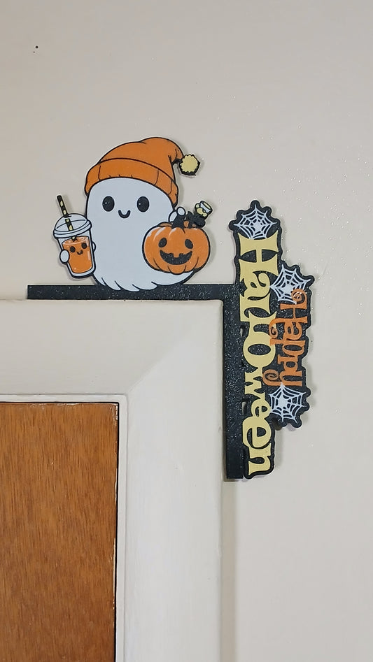 Cute Ghost Door Corner Topper | Halloween Ghost Decor