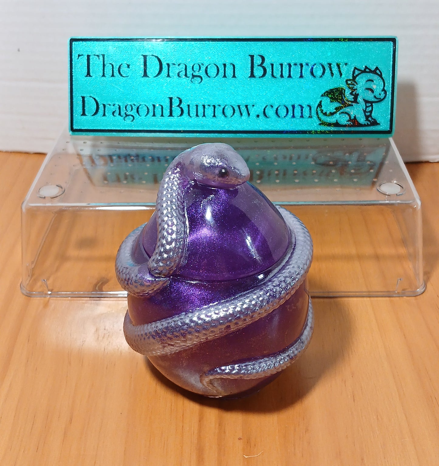 Snake Egg Statue Container | Purple Silver