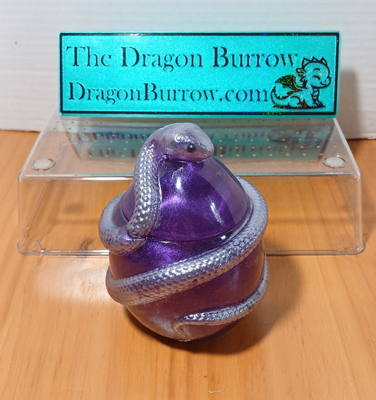 Snake Egg Statue Container | Purple Silver